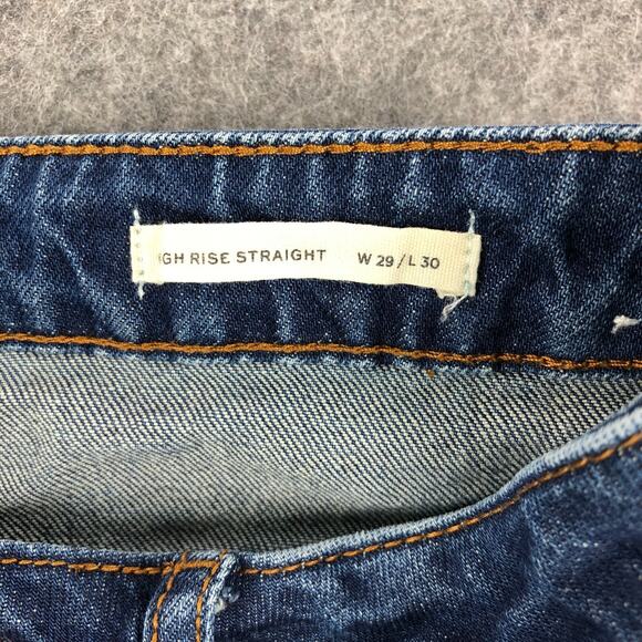 Cleo+Wolf Jeans Womens 29 Blue Straight Leg High Rise Distressed Medium Wash - Picture 7 of 12